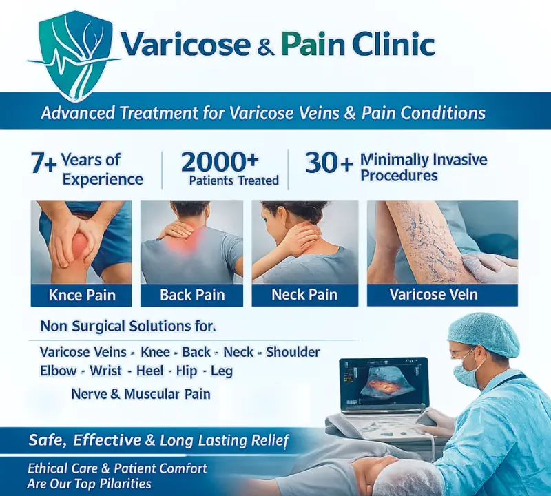 Advanced non-surgical treatment for varicose veins and pain conditions at Varicose & Pain Clinic using minimally invasive techniques