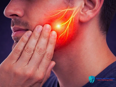Facial nerve pain highlighted near the jaw treated at Varicose & Pain Clinic Jaipur