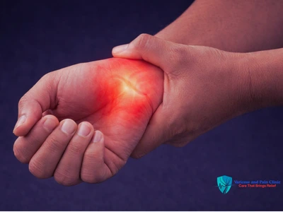 Wrist and hand pain highlighted showing nerve and joint discomfort